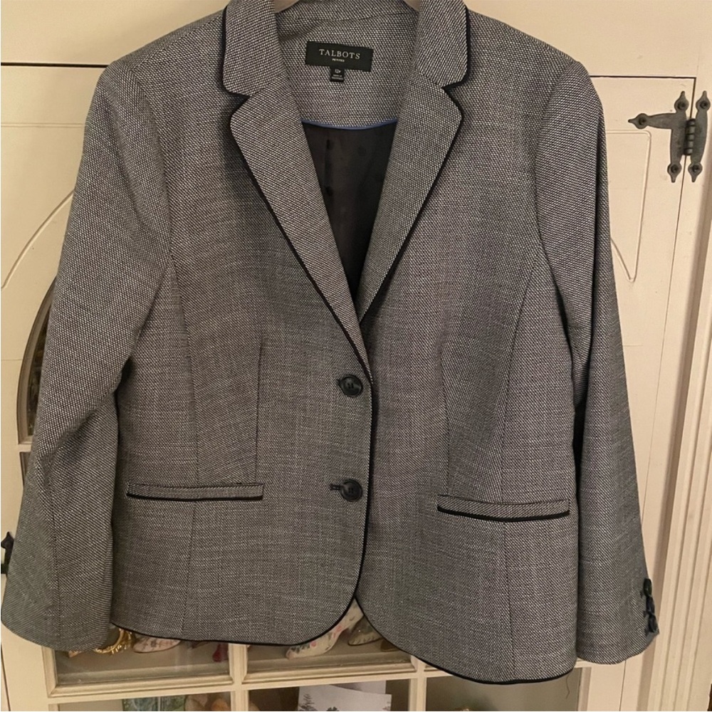 Talbots Women's Charcoal Blazer with Black Trim NWOT